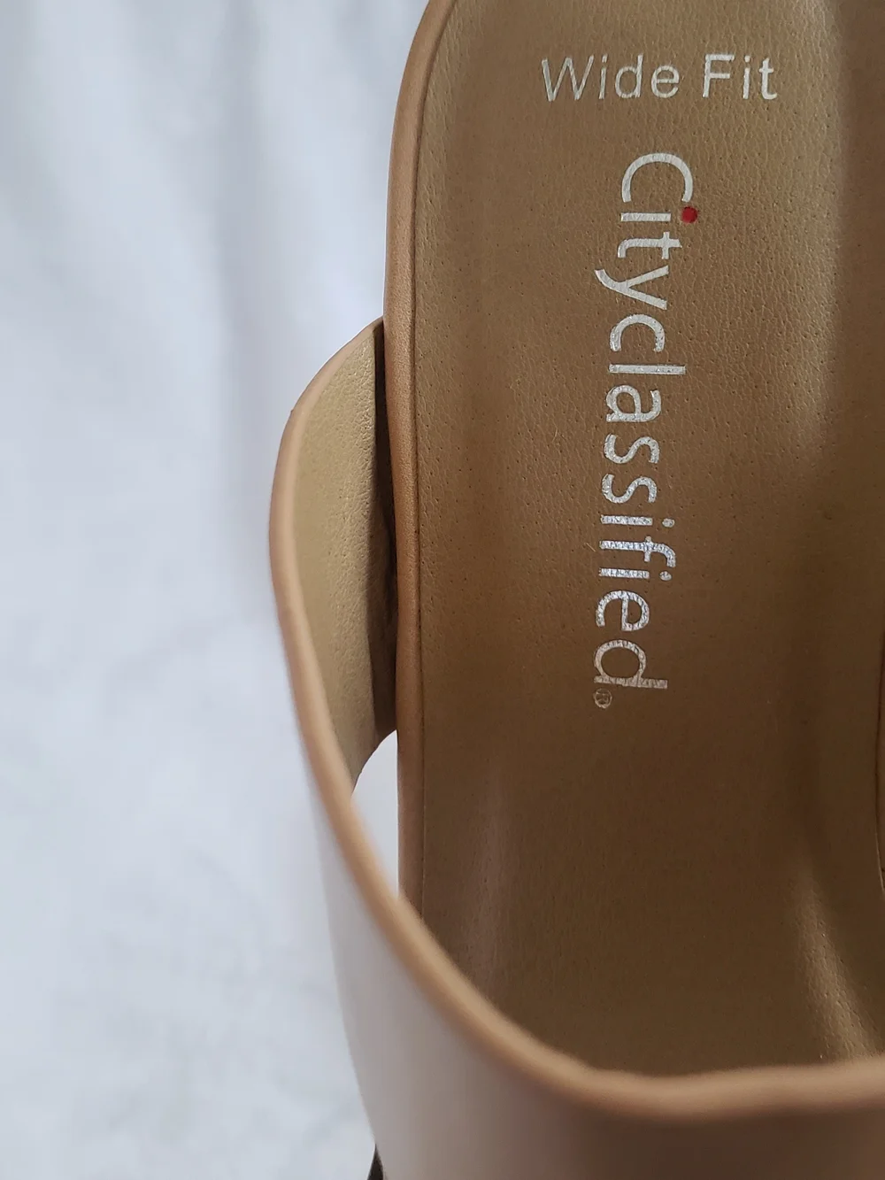 Wide Fit Tan Leather Slide Sandals